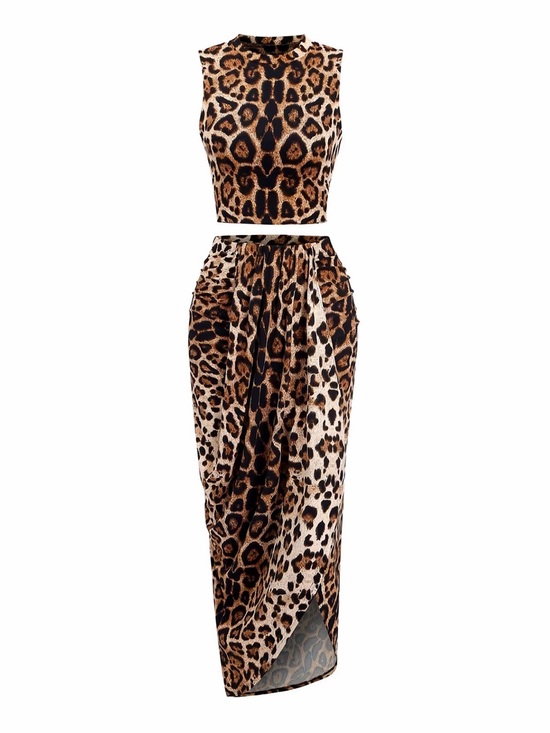 The Real Clean Company Dresses & Skirts - Leopard Print Skirt + Top Set - Brown Animal Pint New Boutique Soft Fabric